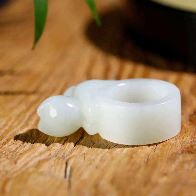 Jade Charm Yao Hetian Jade Rings White Jade/Pale Greenish White Jade Unisex-2