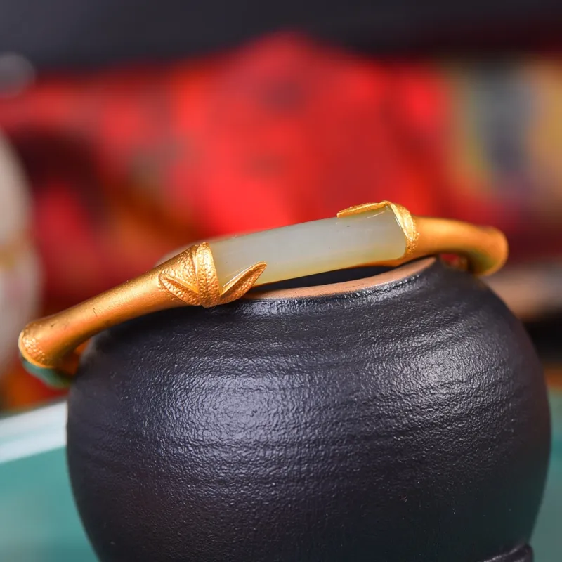 Jade Charm Yao Hetian Jade Bangle White Jade/Pale Greenish White Jade Women's-4