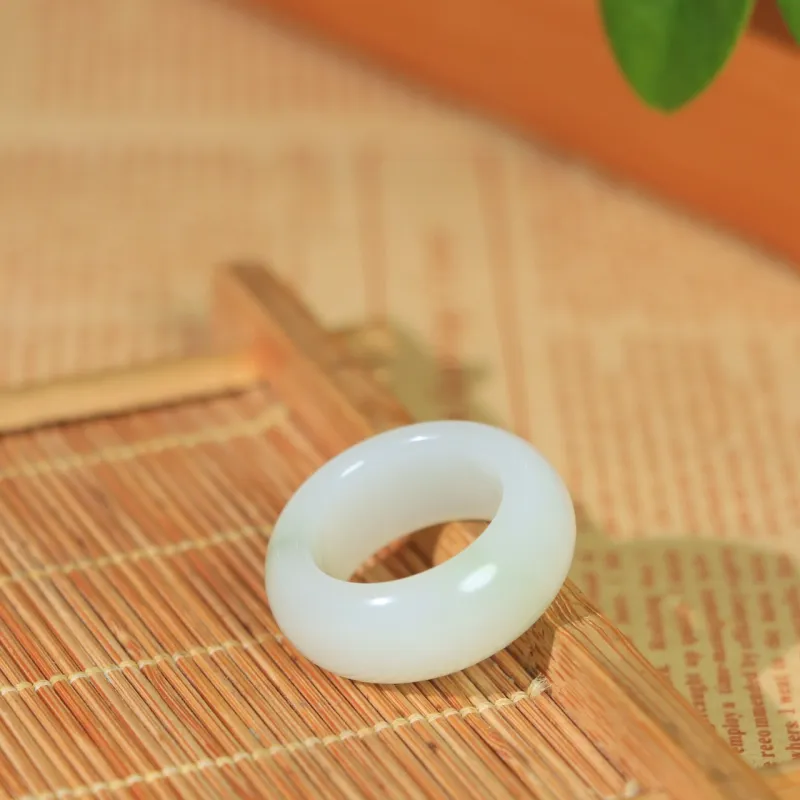 Jade Charm Yao Hetian Jade Rings White Jade/Pale Greenish White Jade Unisex-5