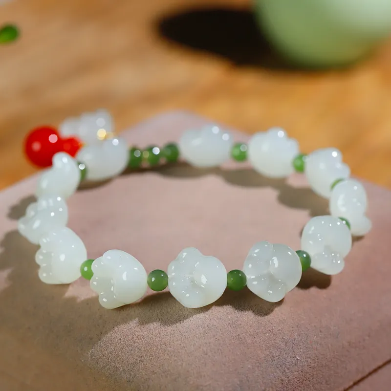 Jade Charm Yao Bracelets White Jade/Pale Greenish White Jade Unisex-6