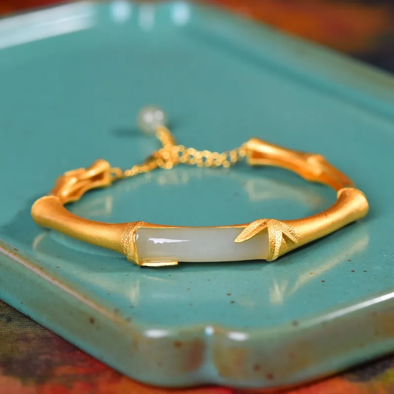 Jade Charm Yao Hetian Jade Bangle White Jade/Pale Greenish White Jade Women's-3
