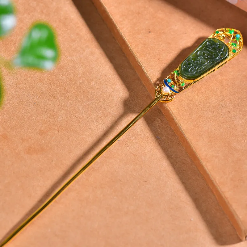Jade Charm Yao Hetian Jade Hairpin Jasper Women's-4
