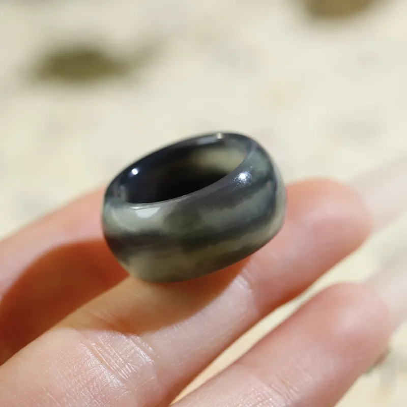 Jade Charm Yao Hetian Jade Rings Blue And White Women's-5