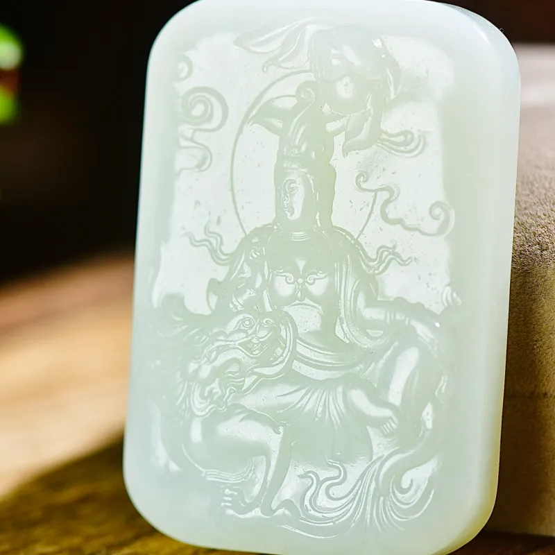 Jade Charm Yao Hetian Jade Pendants White Jade/Pale Greenish White Jade Men's-2