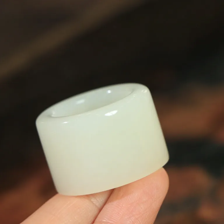 Jade Charm Yao Hetian Jade Rings White Jade/Pale Greenish White Jade Unisex-4