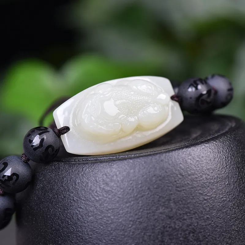 Jade Charm Yao Hetian Jade Bracelets White Jade/Pale Greenish White Jade Unisex-3