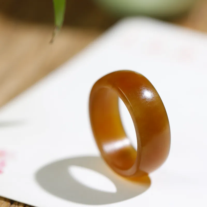 Jade Charm Yao Hetian Jade Rings Sugar Jade Unisex-4