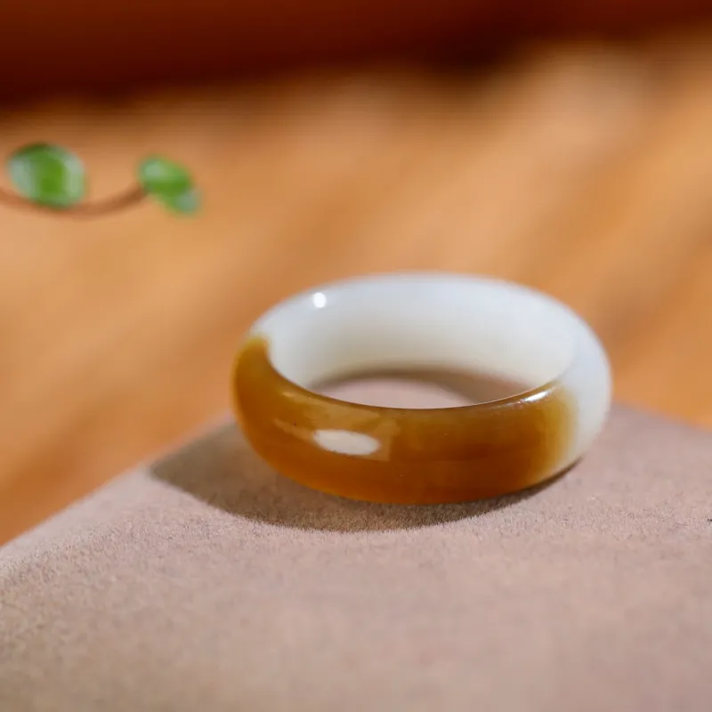 Jade Charm Yao Hetian Jade Rings White Jade/Pale Greenish White Jade Unisex-2