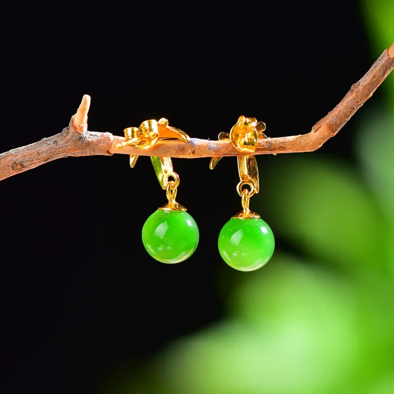 Jade Charm Yao Hetian Jade Earrings Jasper Women's-6