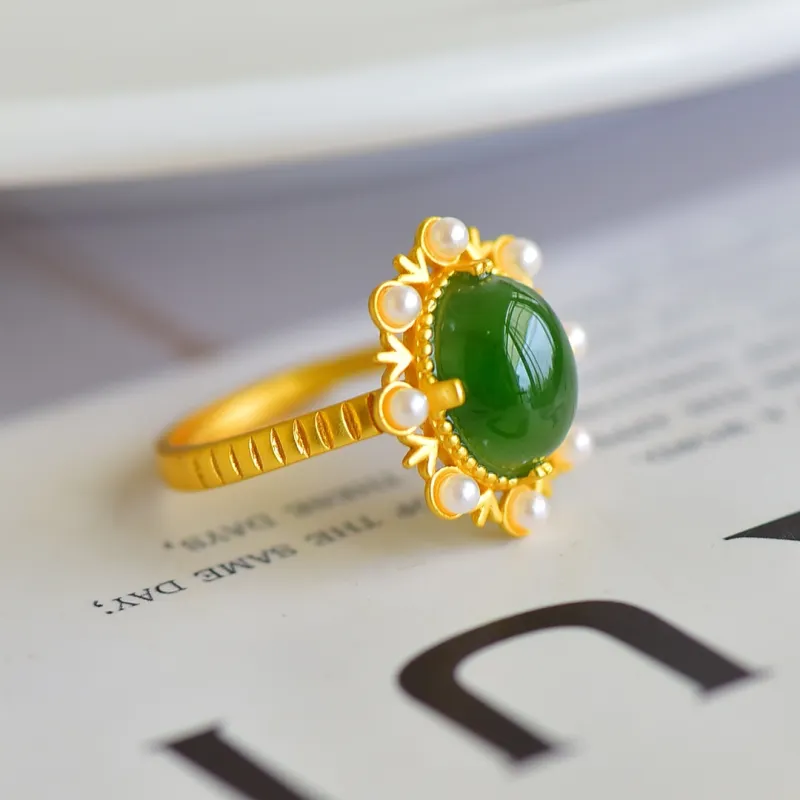 Jade Charm Yao Hetian Jade Rings Jasper Women's-2