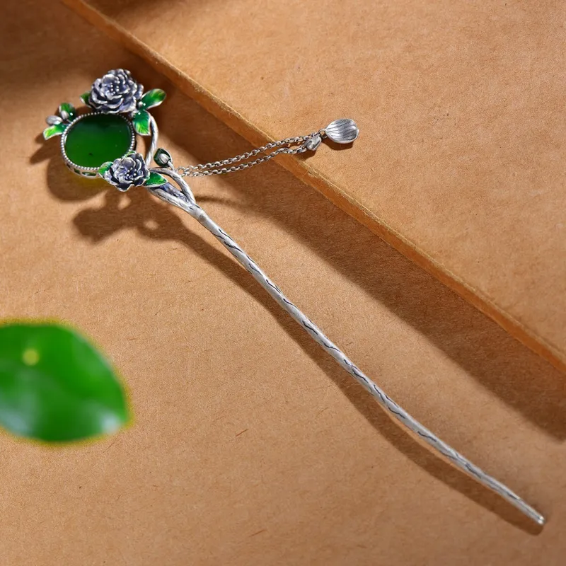 Jade Charm Yao Hairpins White Jade/Pale Greenish White Jade Women's-8