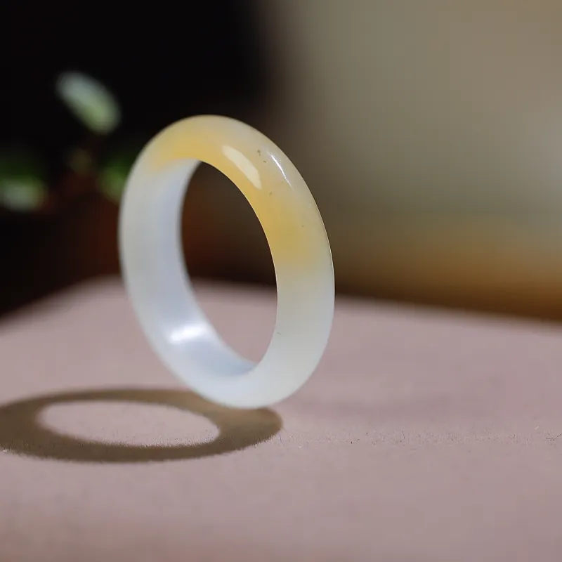 Jade Charm Yao Hetian Jade Rings White Jade/Pale Greenish White Jade Unisex-3