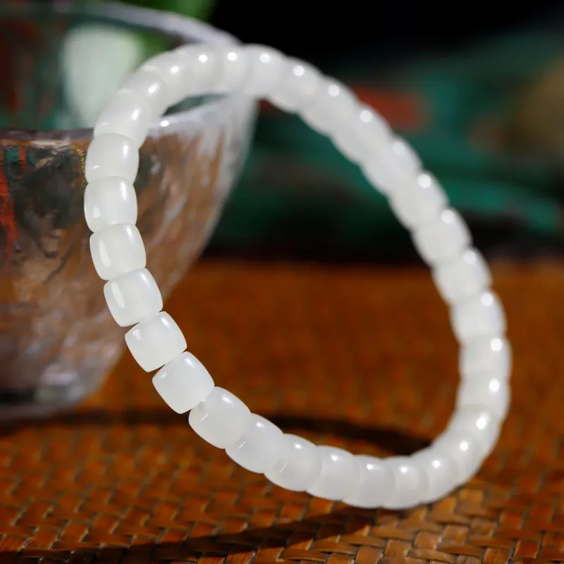 Jade Charm Yao Hetian Jade Bracelets White Jade/Pale Greenish White Jade Unisex-4