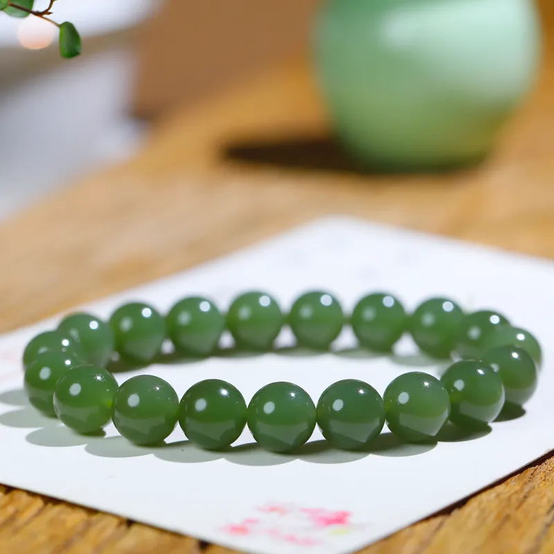 Jade Charm Yao Hetian Jade Bracelets Green Jade Unisex-5