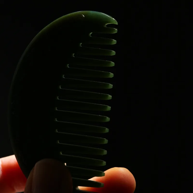 Jade Charm Yao Hetian Jade Comb Green Jade Unisex-5