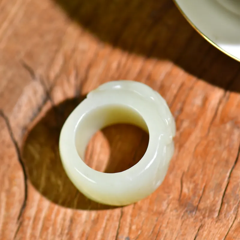 Jade Charm Yao Hetian Jade Rings White Jade/Pale Greenish White Jade Unisex-6