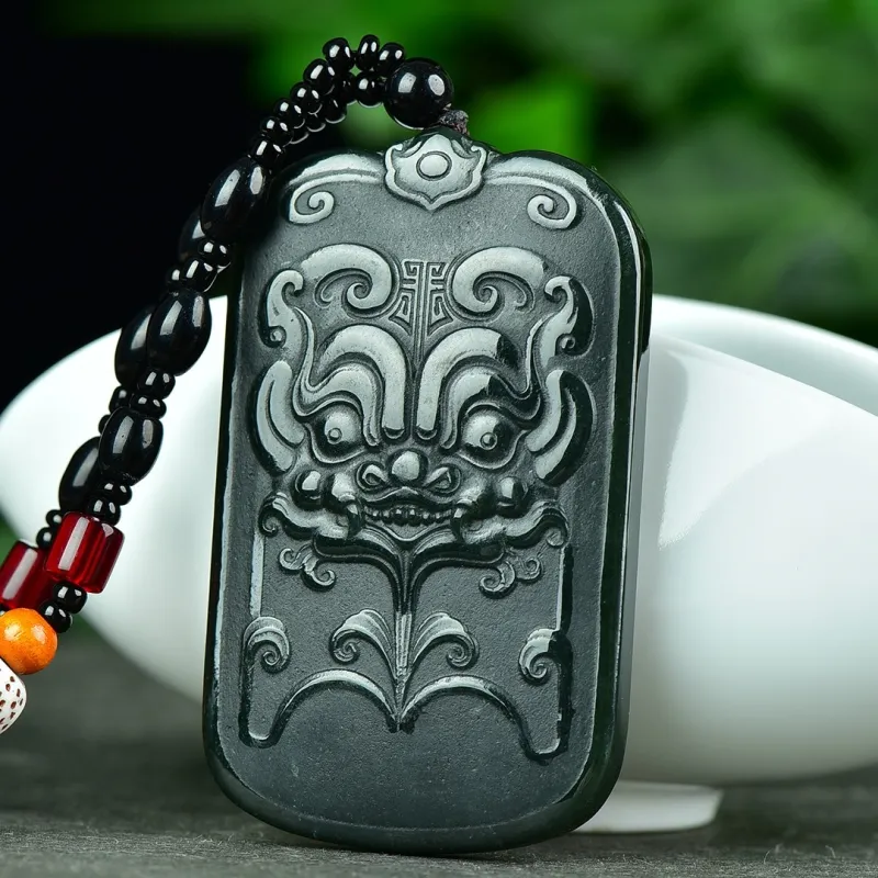 Jade Charm Yao Hetian Jade Necklaces Green Jade Men's-3