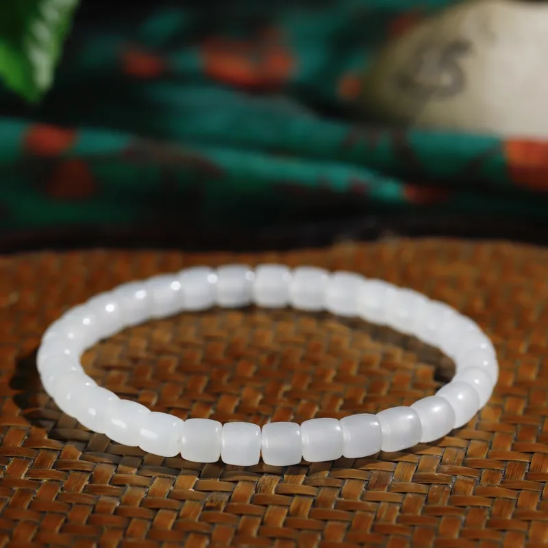 Jade Charm Yao Hetian Jade Bracelets White Jade/Pale Greenish White Jade Unisex-3
