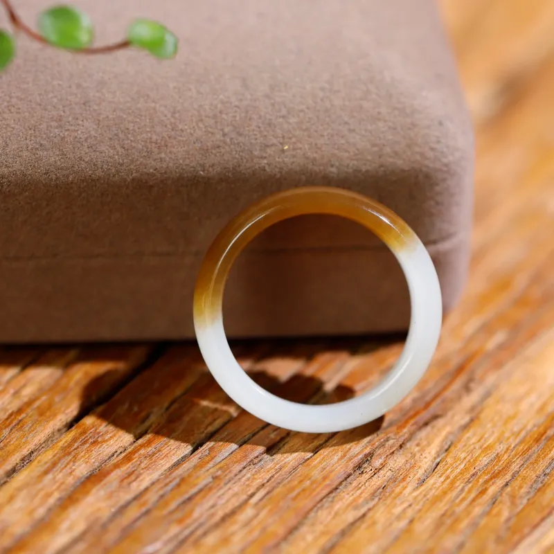 Jade Charm Yao Hetian Jade Rings White Jade/Pale Greenish White Jade Unisex-4