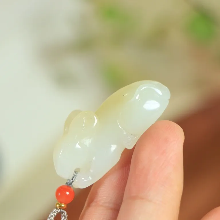 Jade Charm Yao Hetian Jade Necklaces White Jade/Pale Greenish White Jade Unisex-3