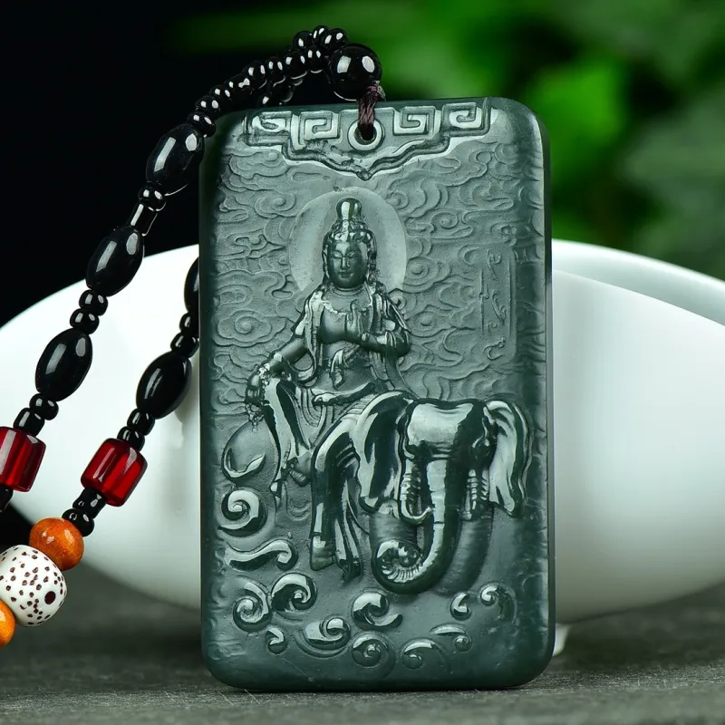 Jade Charm Yao Hetian Jade Necklaces Green Jade Men's-3