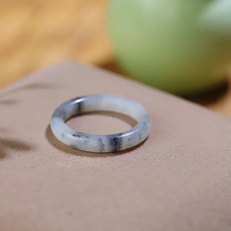 Jade Charm Yao Hetian Jade Rings Blue And White Unisex-2