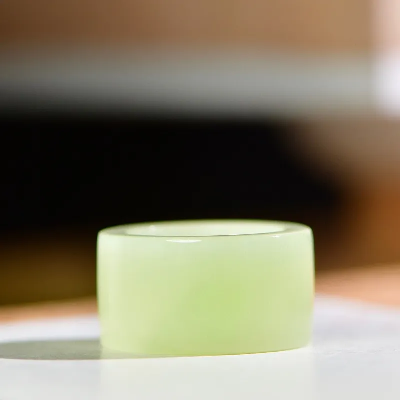 Jade Charm Yao Hetian Jade Rings Pale Greenish White Jade Unisex-1