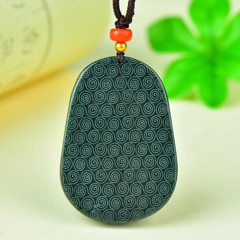 Jade Charm Yao Hetian Jade Necklaces Green Jade Men's-7