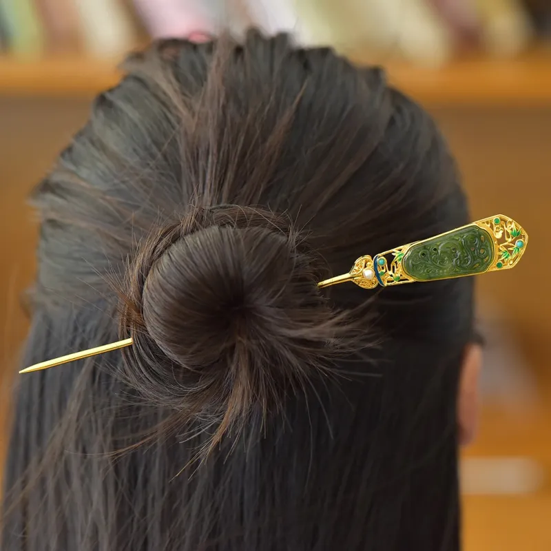 Jade Charm Yao Hetian Jade Hairpin Jasper Women's-1