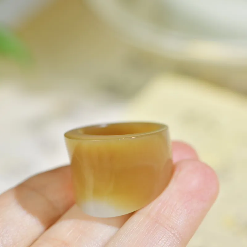 Jade Charm Yao Hetian Jade Rings Sugar Jade Unisex-3