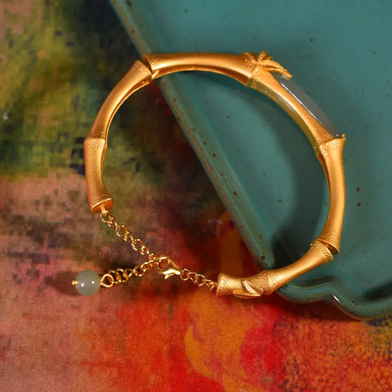 Jade Charm Yao Hetian Jade Bangle White Jade/Pale Greenish White Jade Women's-6