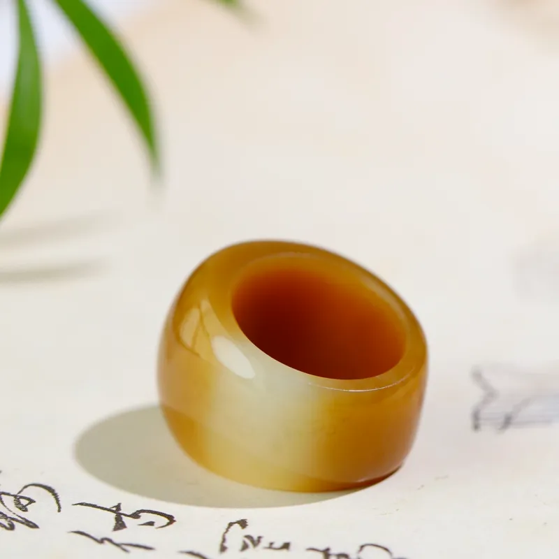 Jade Charm Yao Hetian Jade Rings Sugar Jade Unisex-3