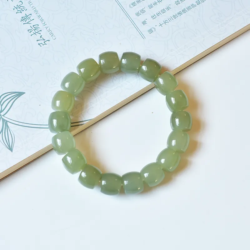 Jade Charm Yao Hetian Jade Bracelets Pale Greenish White Jade Unisex-5