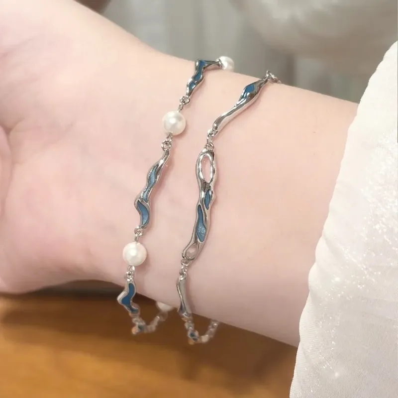MINTLEAF Copper Bracelets Unisex Silver White-5