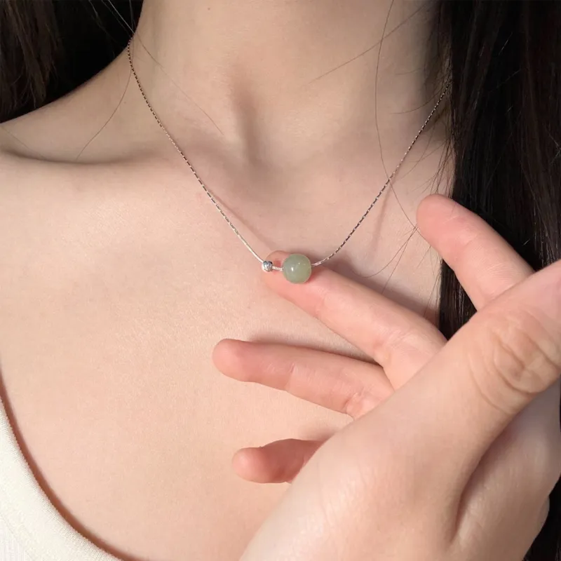 MINTLEAF Necklaces White Jade/Pale Greenish White Jade Women's-3