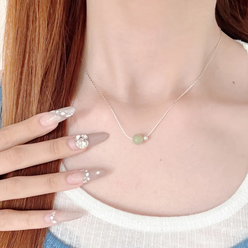 MINTLEAF Necklaces White Jade/Pale Greenish White Jade Women's-2