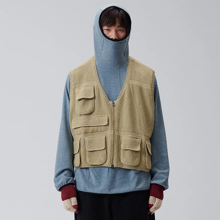 BUTTBILL Knitted Fabric Vest For Outdoor Unisex-5