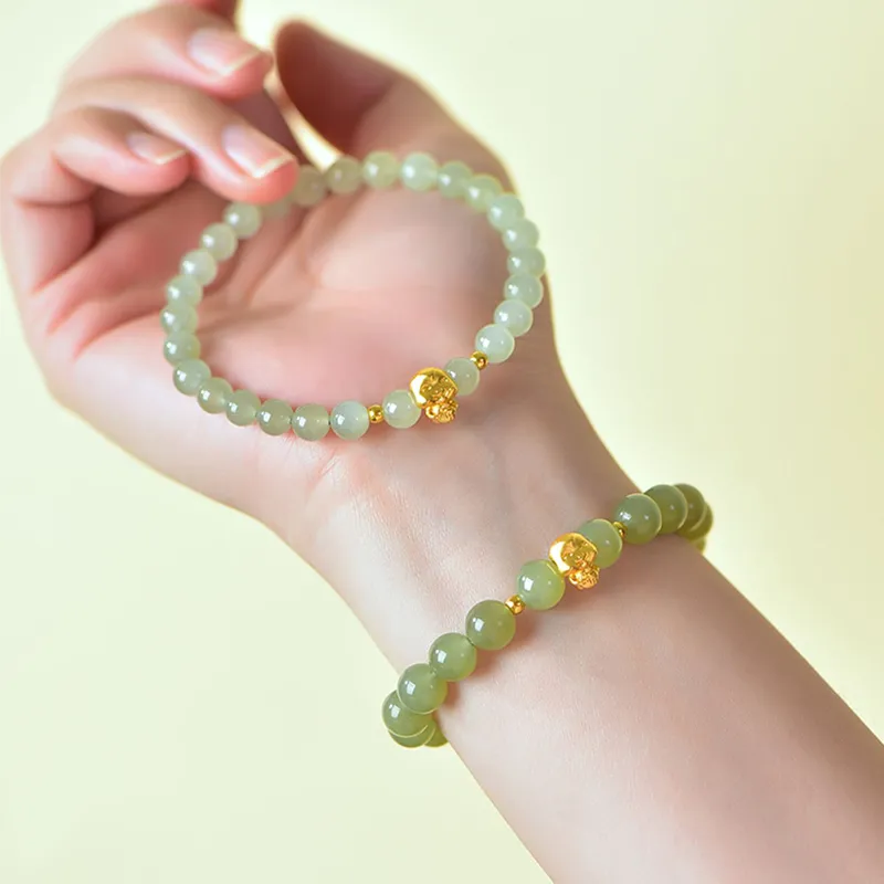 9i Hetian Jade Bracelets Pale Greenish White Jade Women's-1