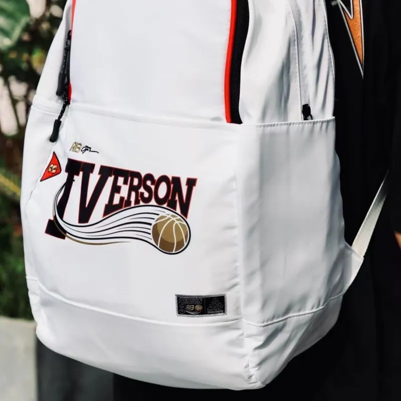 Spare No Pains. Polyester Backpack Basketball Backpack Regular Unisex White-11