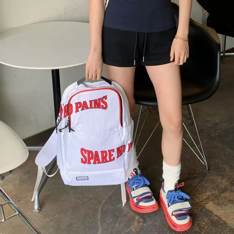 Spare No Pains. Polyester Basketball Backpack Regular Unisex Black Red-10