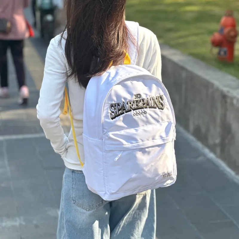Spare No Pains. Polyester Backpack Regular Unisex White-1