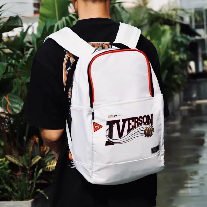 Spare No Pains. Polyester Backpack Basketball Backpack Regular Unisex White-9