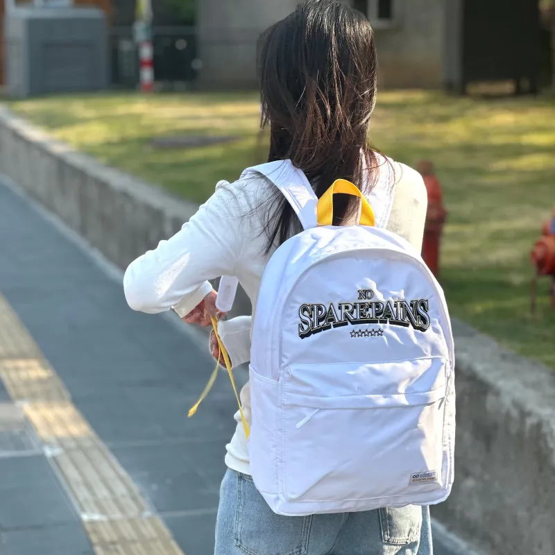 Spare No Pains. Polyester Backpack Regular Unisex White-3