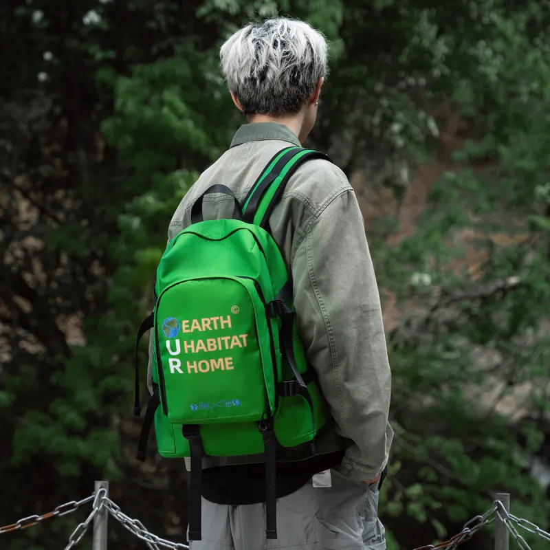 FINITE LOOP Eco Friendly Fabric Backpack Unisex Green-4