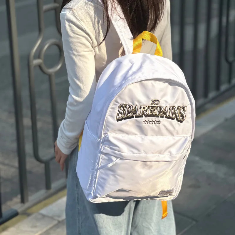 Spare No Pains. Polyester Backpack Regular Unisex White-2