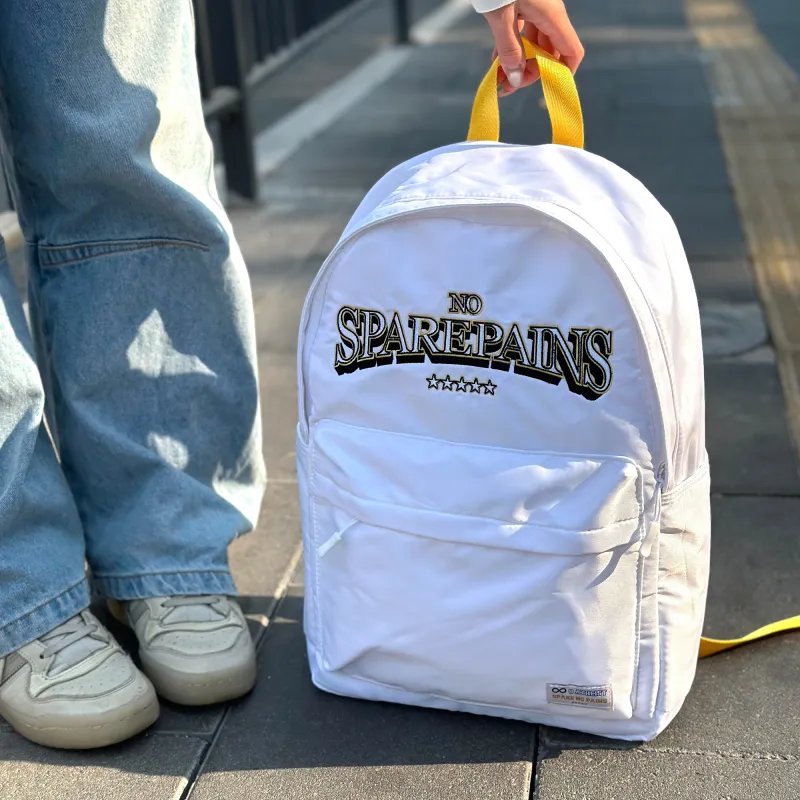 Spare No Pains. Polyester Backpack Regular Unisex White-4