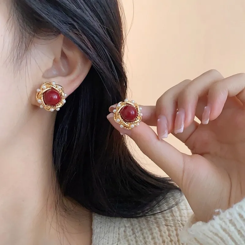 LIANGCAI Alloy Faux Pearl Earrings Women's-1
