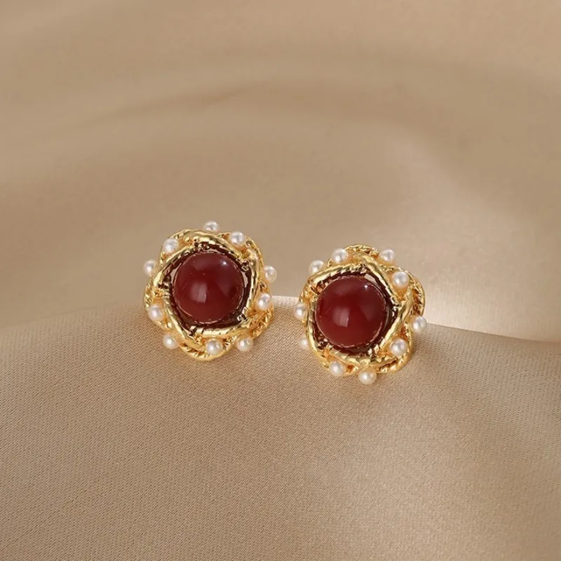 LIANGCAI Alloy Faux Pearl Earrings Women's-2