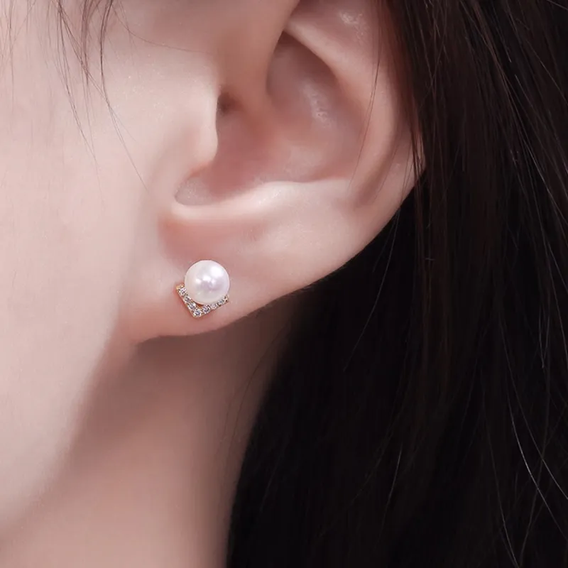 LIANGCAI Alloy Faux Pearl Stud Earrings Women's-1