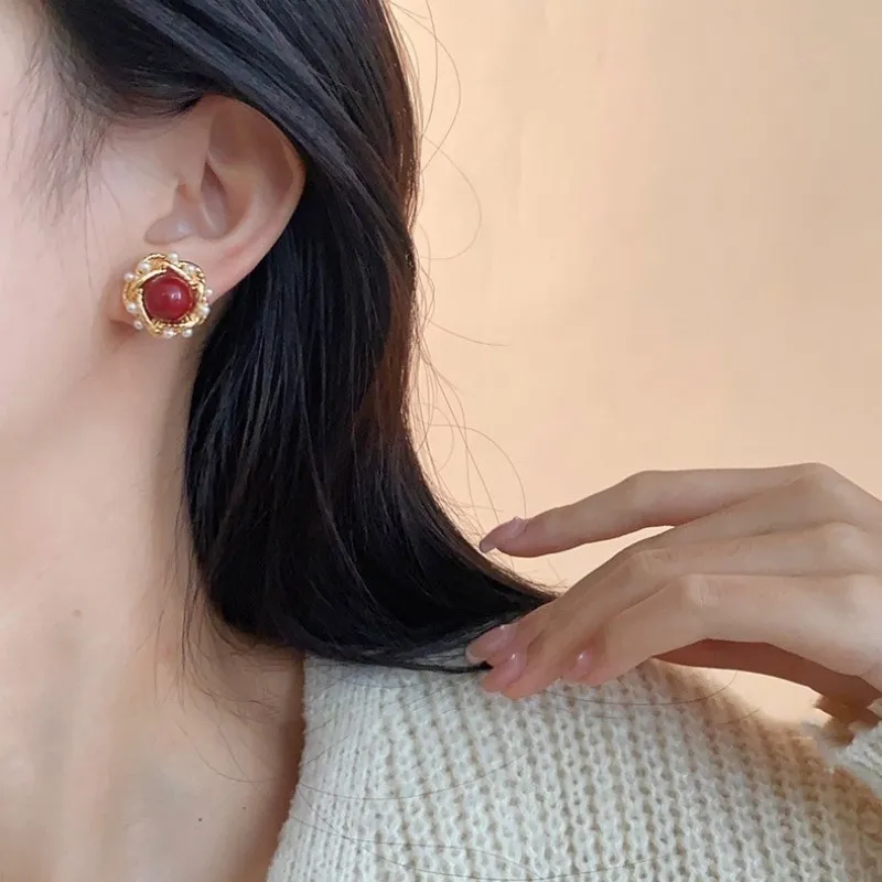 LIANGCAI Alloy Faux Pearl Earrings Women's-3